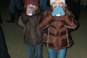 Faith and Tristen are happy with hot chocolate!