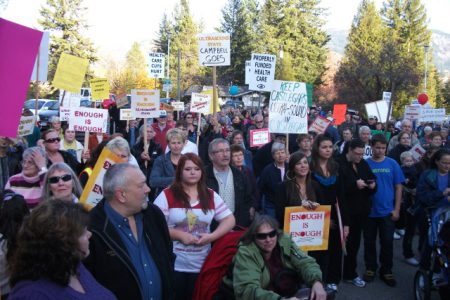 Hundreds rally and march to protest Interior Health decision