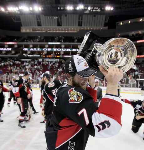 Oh what a feeling — Kinrade sips from Calder Cup