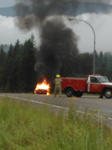 Hwys 3A and 6 closed at Playmore Junction by vehicle engulfed in flame