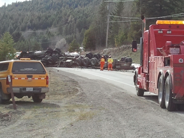 Highway 3 closed for hours after truck flips