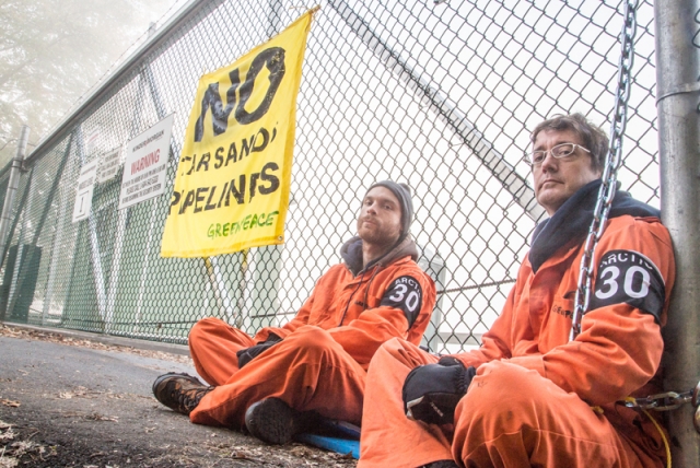 Greenpeace activists block pipeline terminal; Kinder Morgan says minimal disruption
