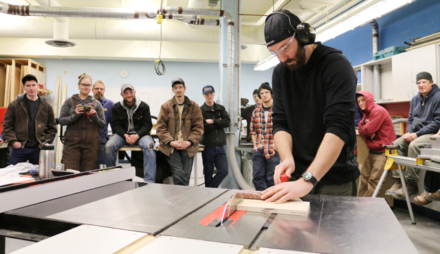 Saving fingers all part of Selkirk College Carpentry new table saws