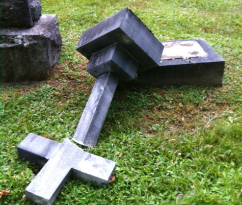 Vandals damage grave markers at Nelson Memorial Cemetery
