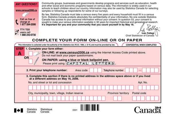 2016 census forms now in the mail to Canadians