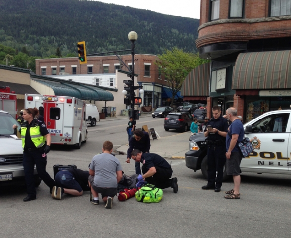 Pedestrian struck by vehicle in Nelson downtown