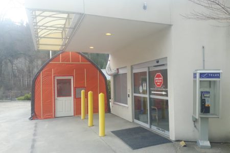 Triage tent erected outside Castlegar ER for patients with respiratory symptoms