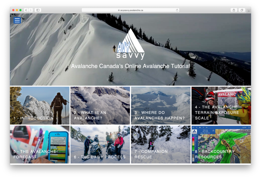 An on-line tutorial for backcountry beginners from Avalanche Canada