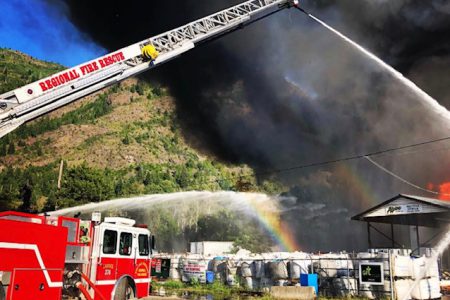 Five-alarm blaze destroys recycling plant