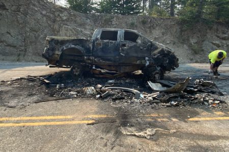 Truck fire on Paulson Summit prompts investigation and possible charges for Castlegar motorist