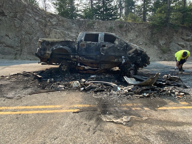 Truck fire on Paulson Summit prompts investigation and possible charges for Castlegar motorist