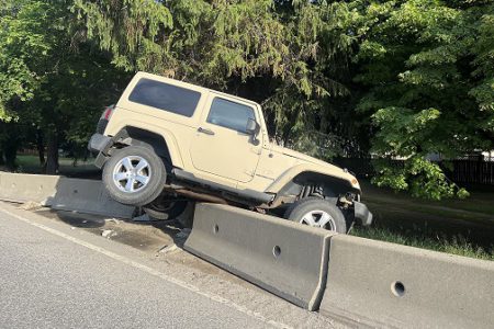 Single vehicle crash near Trail RCMP detachment