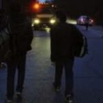 Dark mornings mean extra care on the walk to school